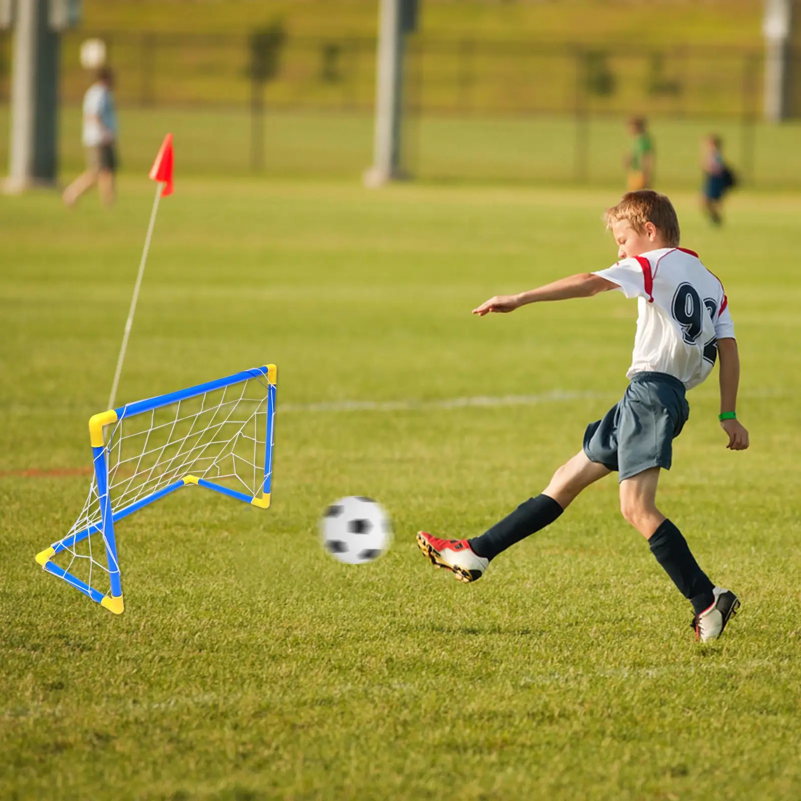 Puerta de fútbol plegable para niños, juguete deportivo de 60cm, redes para exteriores, entrenamiento de habilidades de fútbol, portátil, respetuoso con el medio ambiente