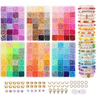 2400pcs Clay Beads Bracelet Making Kit includes Loose Beads and String for DIY Jewelry Craft for Girls