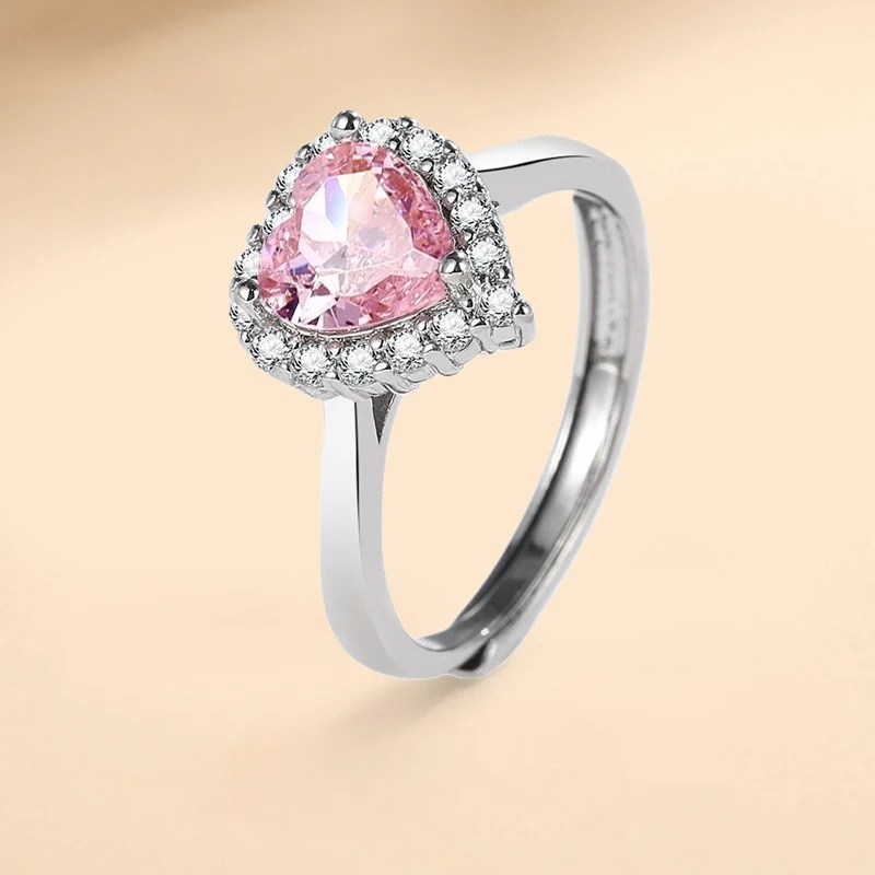 

Кольцо из стерлингового серебра 925 пробы с блестящим розовым цирконом для женщин, обручальное, свадебное, высококачественные ювелирные изделия