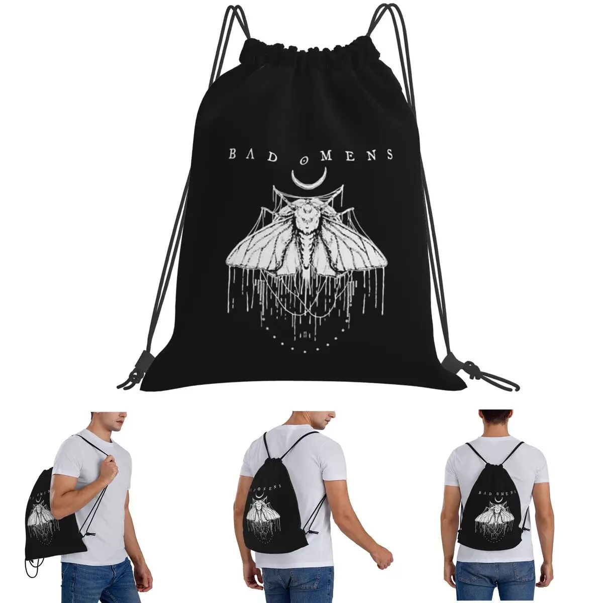 Bad Omens Noah Flannel Rock Music Backpacks Portable Drawstring Bundle Pocket Shoes Bag Book Bags for Travel Students