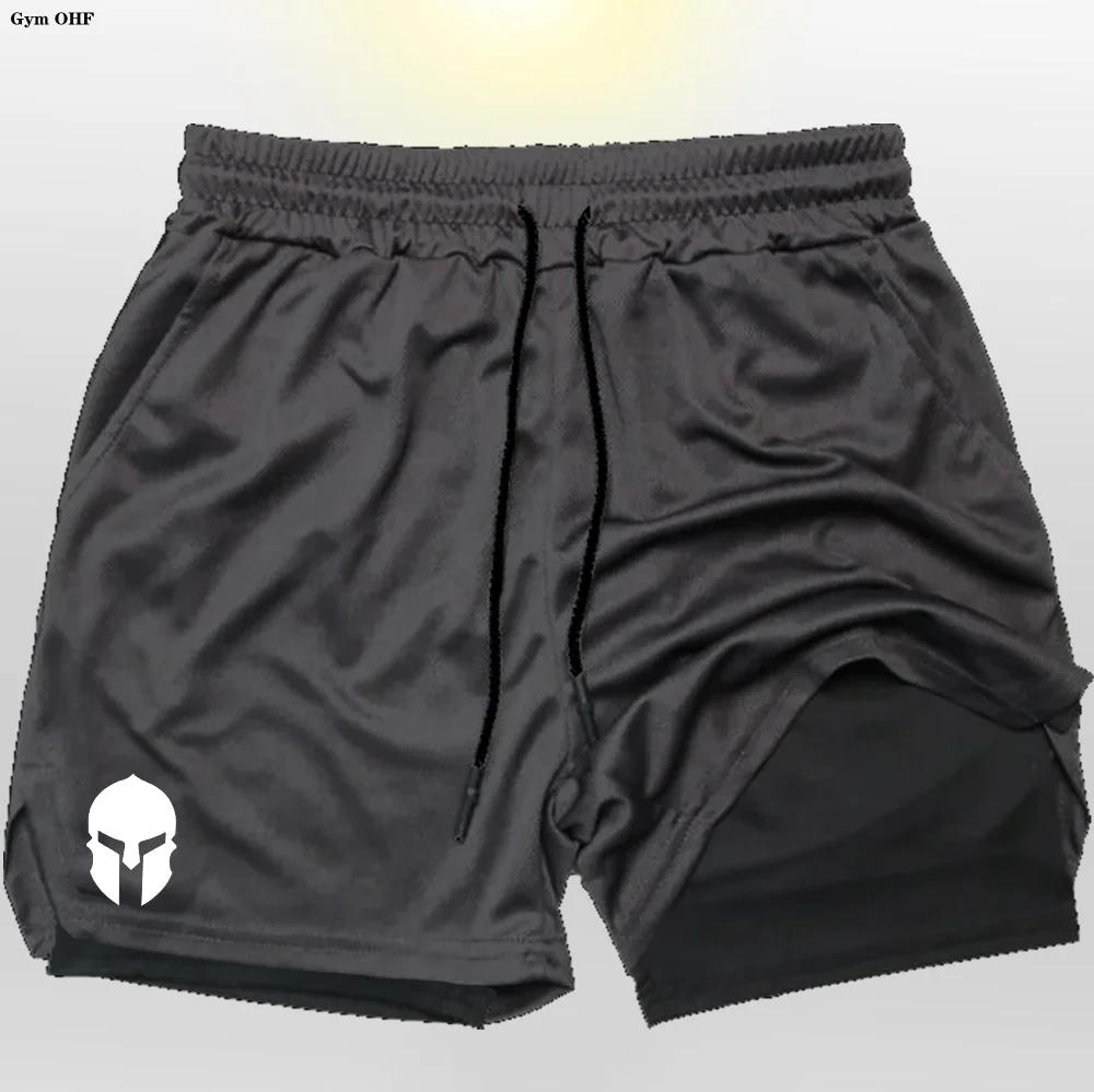 Professionelle Sportshorts für Herren, doppellagig, eng anliegend, hohe Elastizität, schnell trocknend, Schweißabsorption, atmungsaktiv – Detail 3