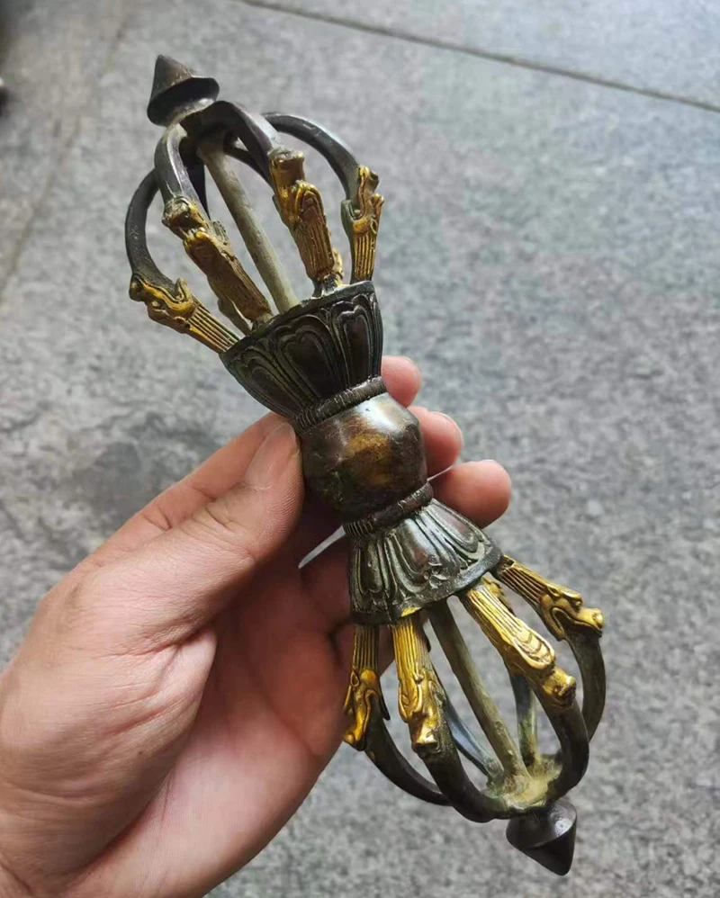 Old Tibet Buddhism Bronze Gilt Exorcism Talisman Vajra Dorje Phurpa Faqi statue