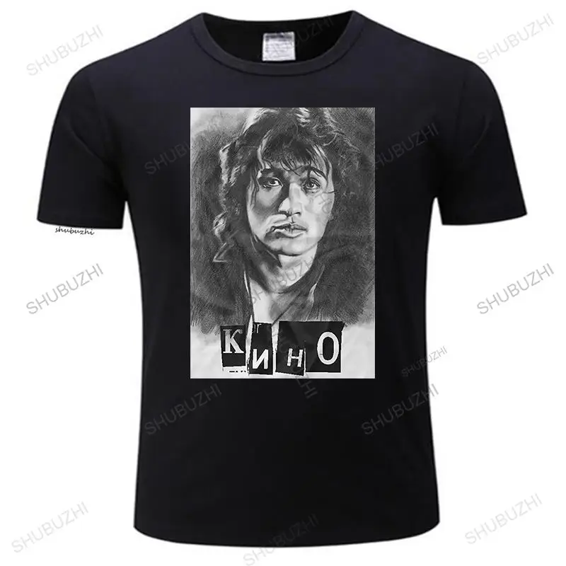 man crew neck teeshirt New Viktor Tsoi Kino T-Shirt Music Russia Viktor Tsoi Kino T Shirt Men O Neck Cotton Tee-Shirt Printing