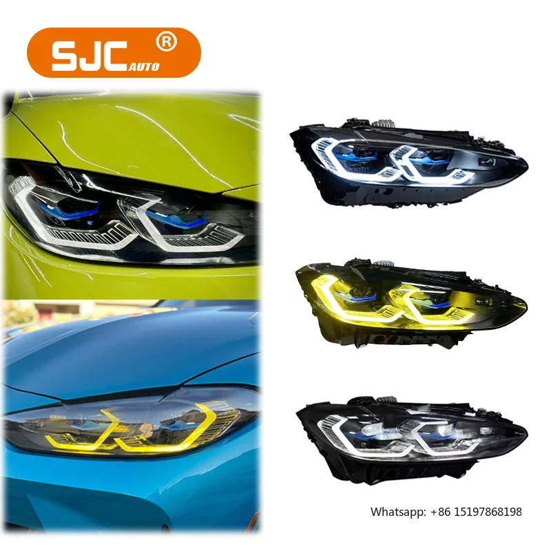 

SJC Автомобильные аксессуары Двойные фары Drls для BMW G8X G80 M3 G82 M4 G22 Лазерная фара серии 4 2021-2023 Желтый Белый Drl