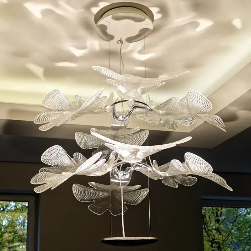 

SANDYHA Luxury Nordic Modern Ceiling Chandelier Floating Petals Led Lamp for Living Room Dining Bedroom Home Decoration Lighting