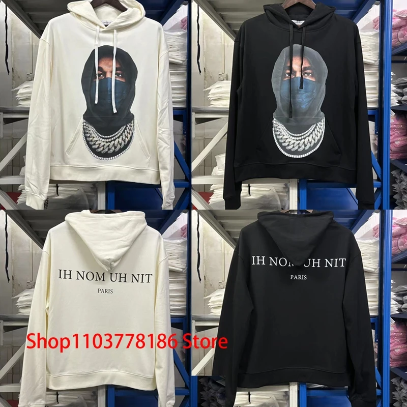 Fall Winter Trend New IH NOM UH NIT Hoodie Pullover Masked Man Letter Print Streetwear Black White Sweatshirt Clothing