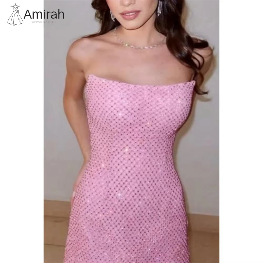 

Amirah Custom Made Women's Elegant Dresses for Special Occasions Fishtail Skirt Off-shoulder Pink Gala Dress Ball Gowns Prom