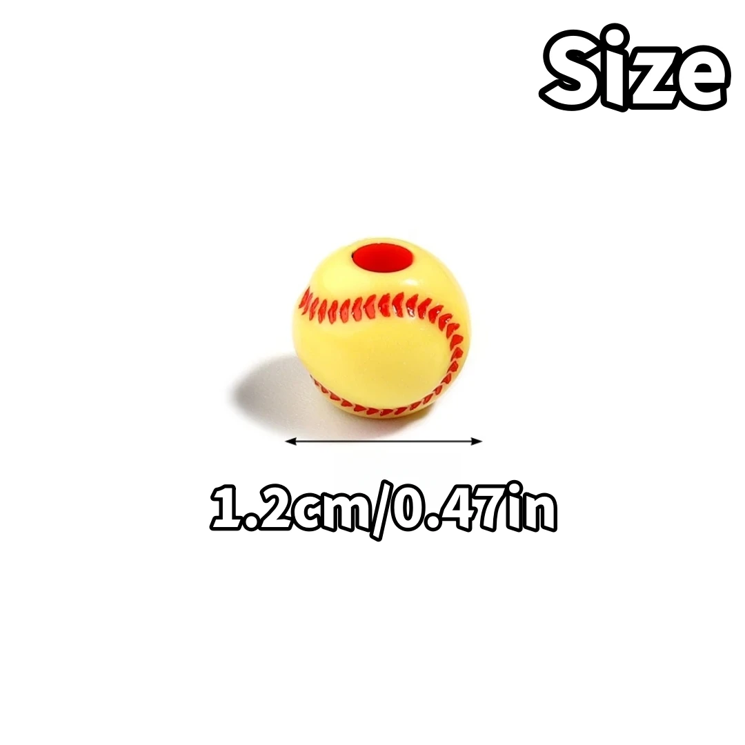 12mm Sports Style, Baseball Beads, Acrylic Beads, DIY Loose Beads, Bracelets, Necklaces, Pendants, Holidays, Parties view 6