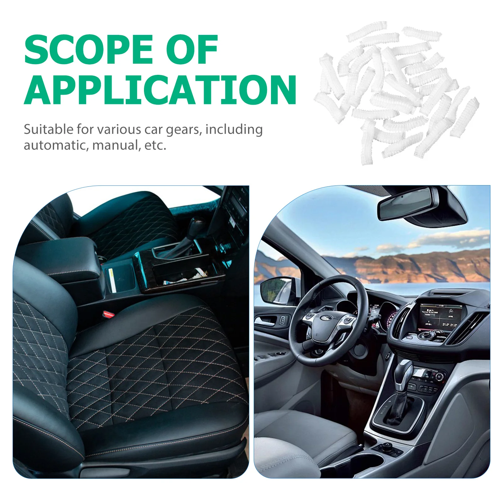 

30Pcs Gear Shift Knob Cover Stylish Washable Non-Woven Material Car Interior Protection Cover Set for Most