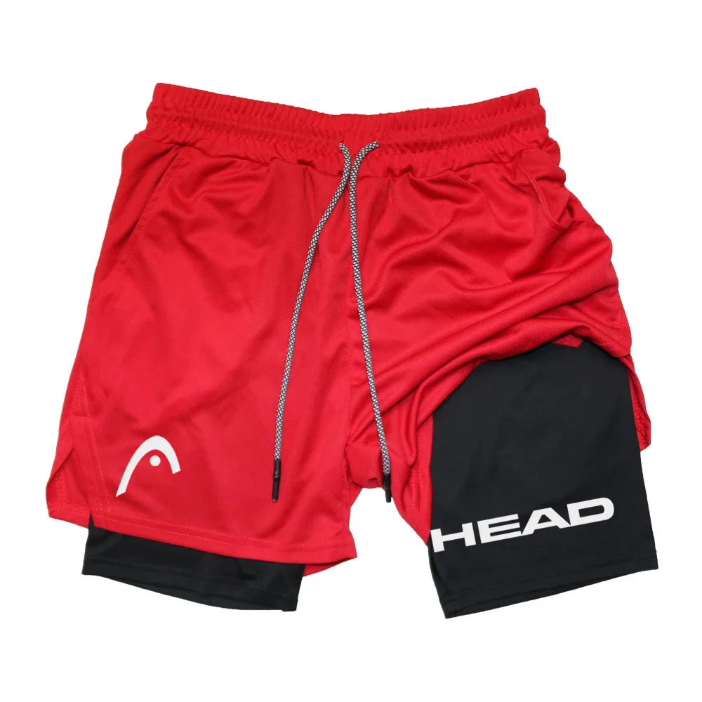 Pantalones cortos deportivos de secado rápido para hombre, Shorts 2 en 1 de Anime Berserk Head para correr, Fitness, gimnasio, entrenamiento, trotar, doble cubierta, Verano