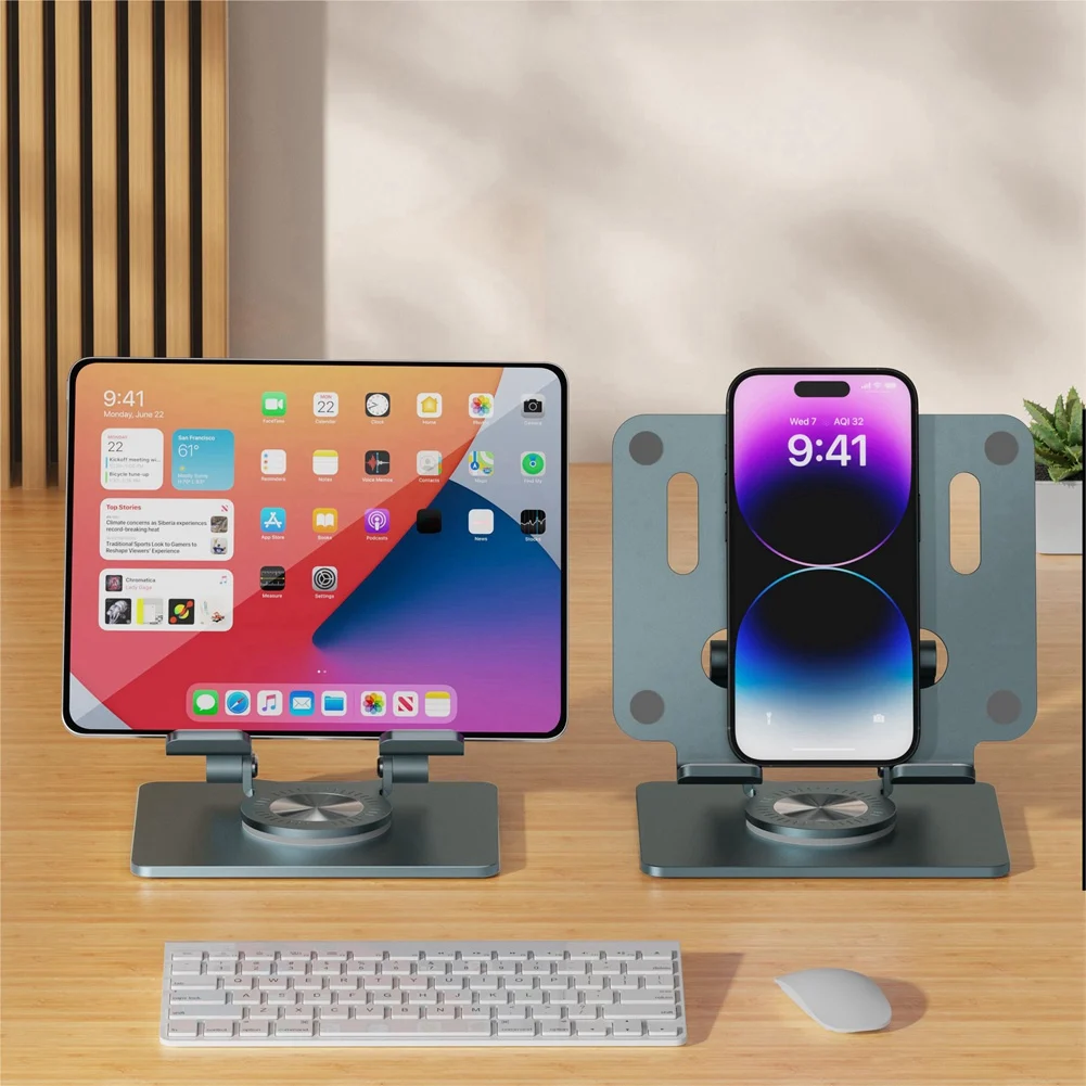 

Foldable Adjustable Laptop Holder 360° Rotation Tablet Holder Al-Alloy Stable Compatible With Tablet