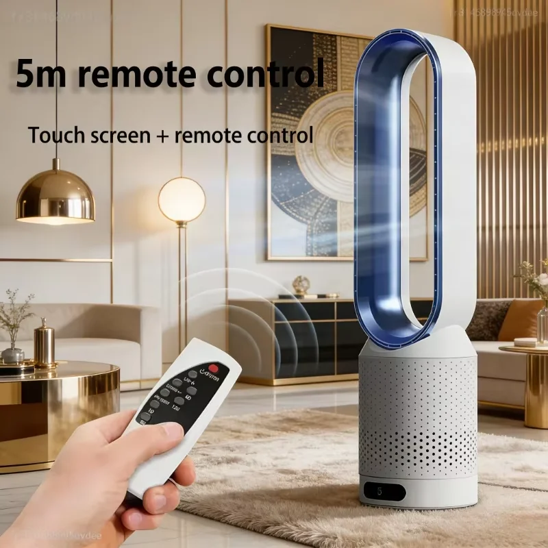 Ultra-Leiser Turmventilator ohne Rotorblätter, 30dB Geräuscharmut, 8 Geschwindigkeiten, 90° °   Weitwinkel-Oszillation, 2-Stunden-Timer, Fernbedienung für Schlafzimmer und Wohnzimmer