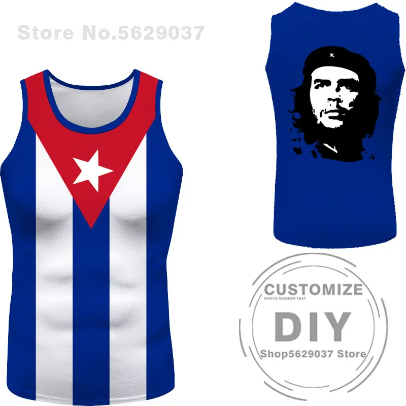 CUBA Vest Diy Free Custom Made Name Tank Top Nation Flags Spanish Country Cu Ernesto Guevara Print Photo Cuban Sleeveless Shirt