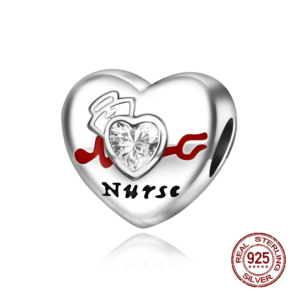 

925 Sterling Silver Classic Medical Stethoscope Nurse-Themed Charm Beads Fit Original Charm Bracelets Women DIY Jewelry Gift