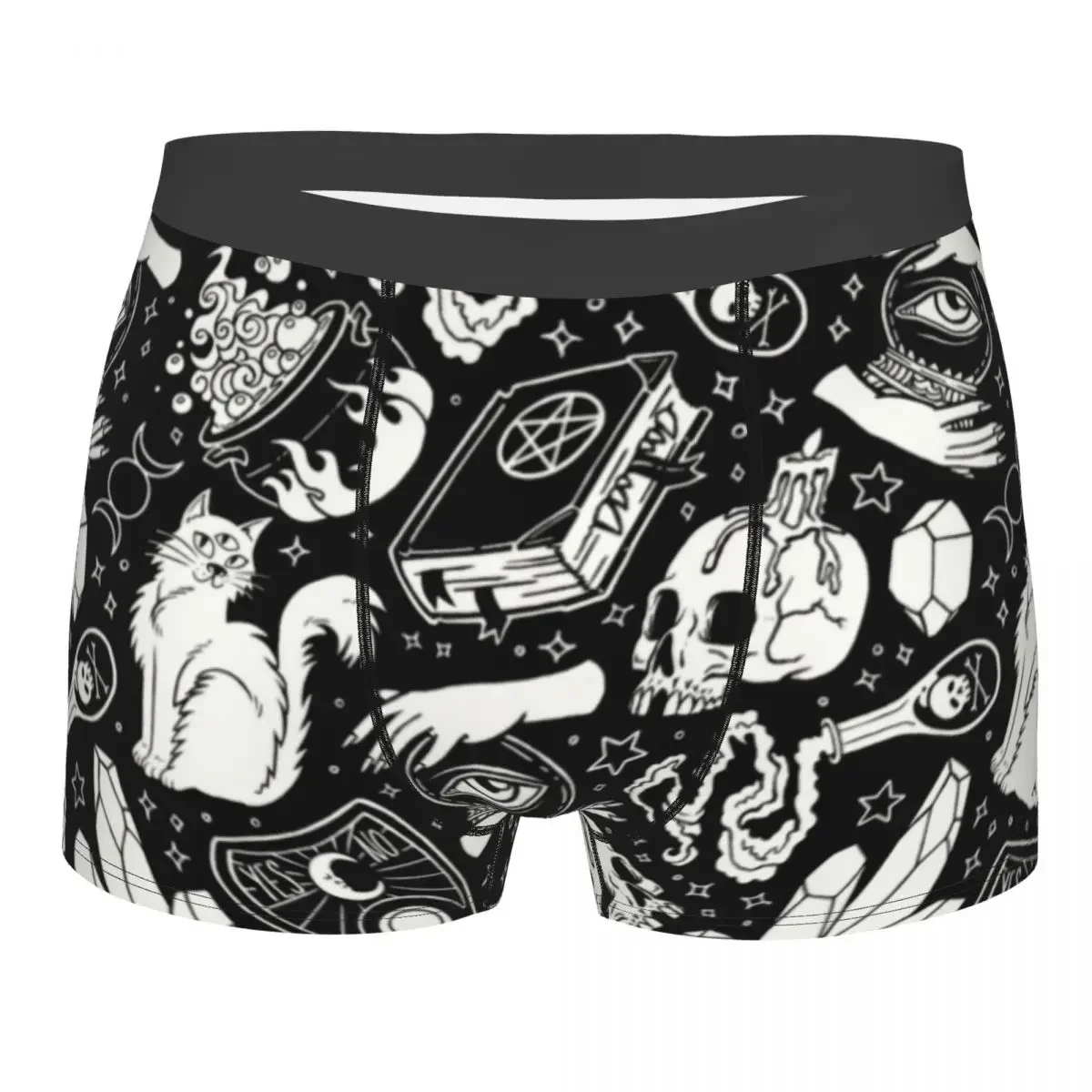 Witch Pattern Underwear Male Sexy Printed Occult Supernatural Witchy Pagan Crystals Boxer Shorts Panties Briefs Soft Underpants