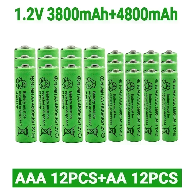 Baterías recargables NI-MH de 1,2 V AA 4800 mAh + batería recargable NI-MH de 1,2 V AAA 3800 MAh