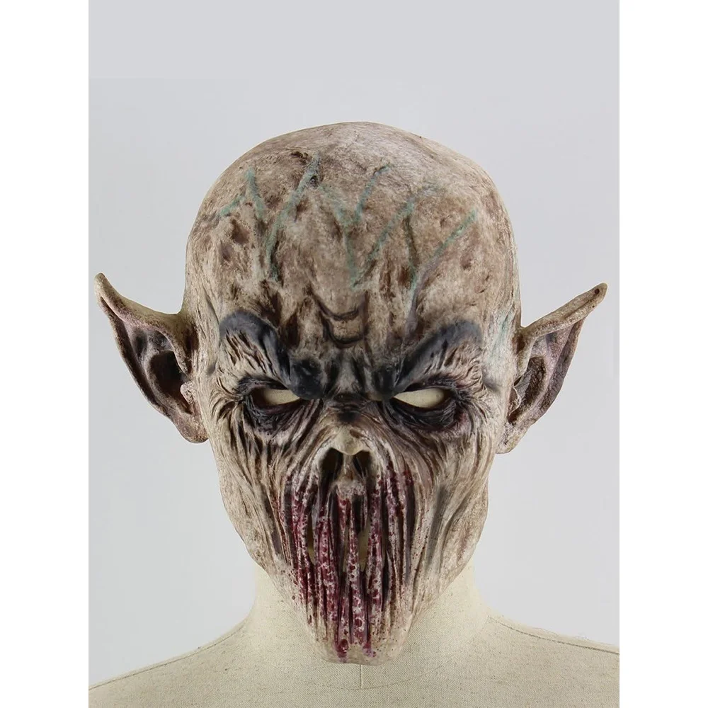 Ghoul Monster Mask Premium Latex Realistic Wound Details Horror Party Decor for Special Effects Fans with Hooded Robe Included view 4