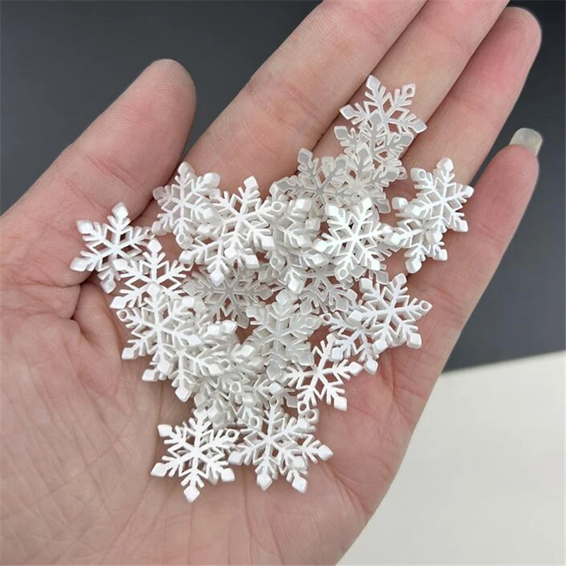 10Pcs/Lot New Resin White Snow Flower Charm Connectors For Diy Hat Gloves Christmas Tree Ornament Hair Jewelry Making Acessories