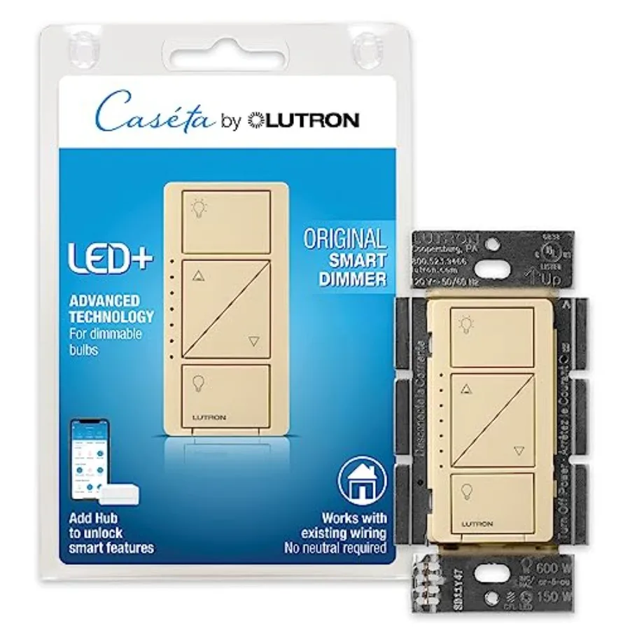 

Caseta Original Switch Required for LED Lights 150 Watt Single-Pole/3-Way No Neutral Required PD-6WCL-IV