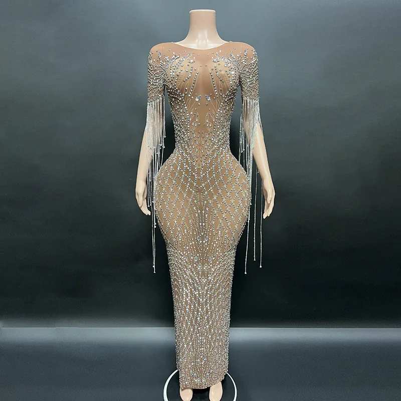 Robe en maille à pompons pour femme, diamant, manches courtes, robe mince élégante, fête, danse, éducatif, 2025