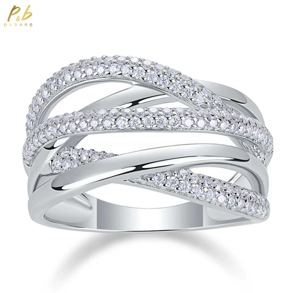 

PuBang Fine Jewelry 100% 925 Sterling Silver 3EX VVS1 D Color Real Moissanite Diamond Gems Personality Rings Anniversary Gifts