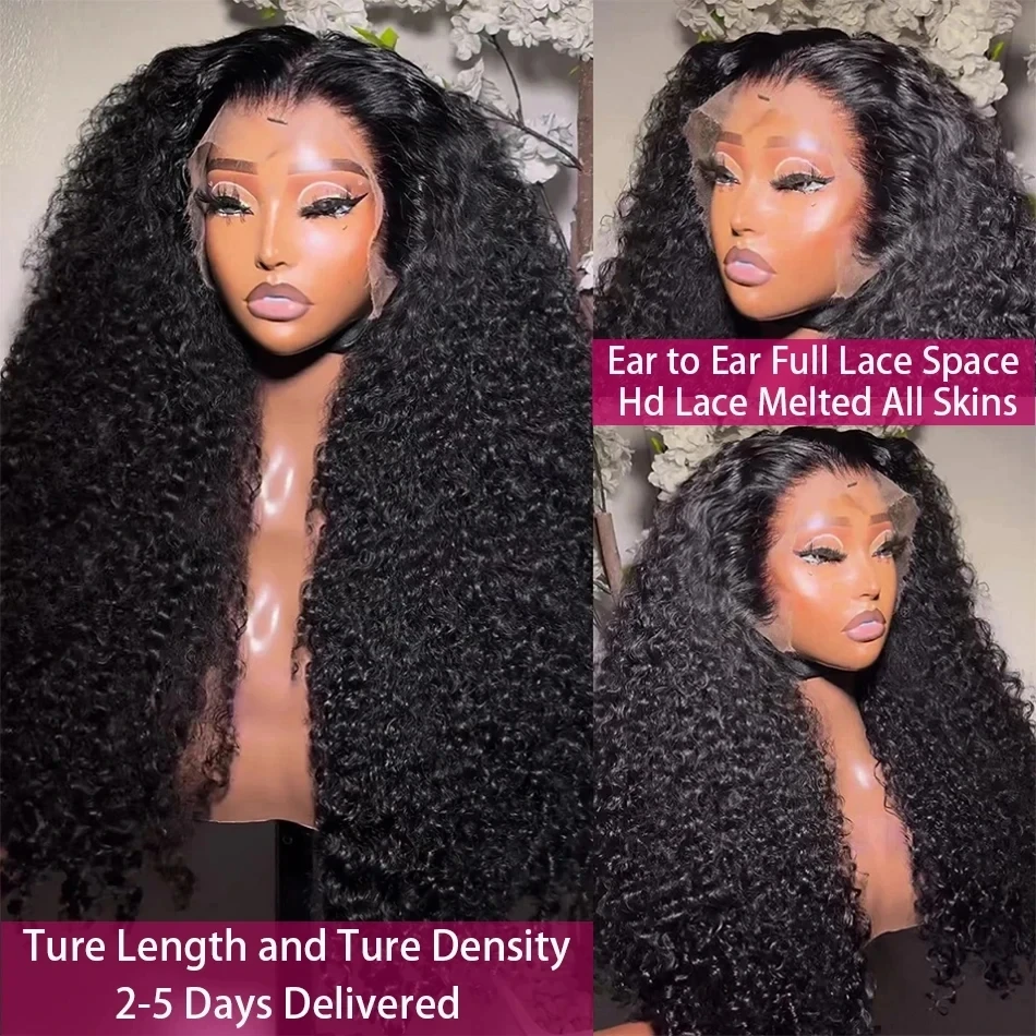 250% 13x4 Transparent Deep Wave Human Hair Wigs 13x6 HD Lace Frontal Wig Brazilian Curly 30 40 Inch 5x5 Lace Front Wig For Women