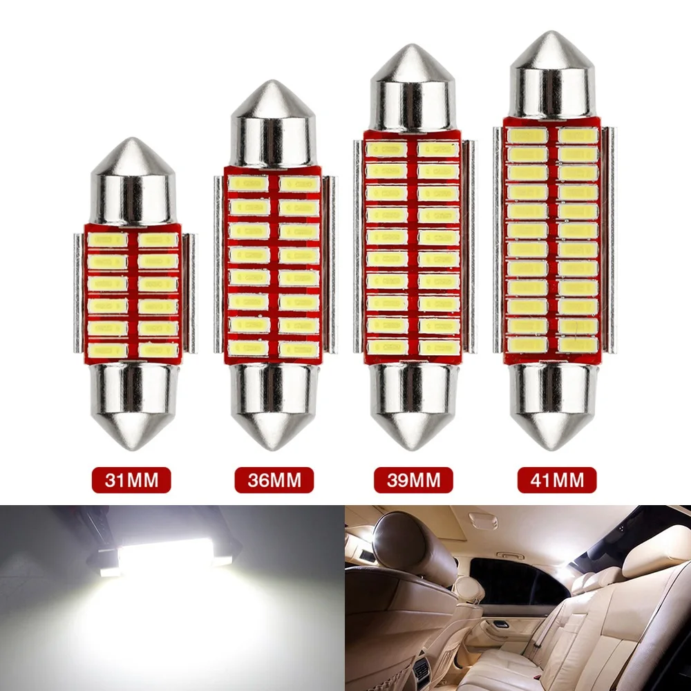 1x C10W C5W LED Canbus Festoon 31mm 36mm 39mm 42mm For Car Bulb Interior Reading Light License Plate Lamp White 6500K Free Error