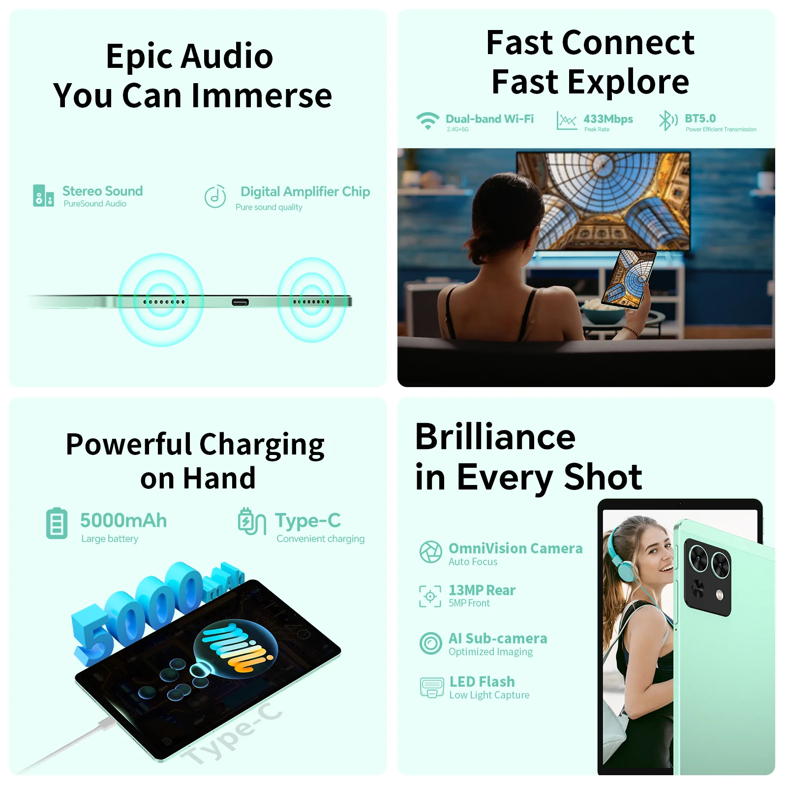 Teclast M50 Mini, 8.7 inches, Android 14 Tablet, 4g LTE, (6GB+10GB