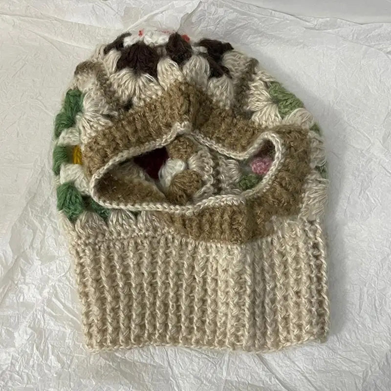 

39BD зимние шапки для взрослых, вязаная Балаклава ручной работы, защитная шапка для шеи, повседневная одежда