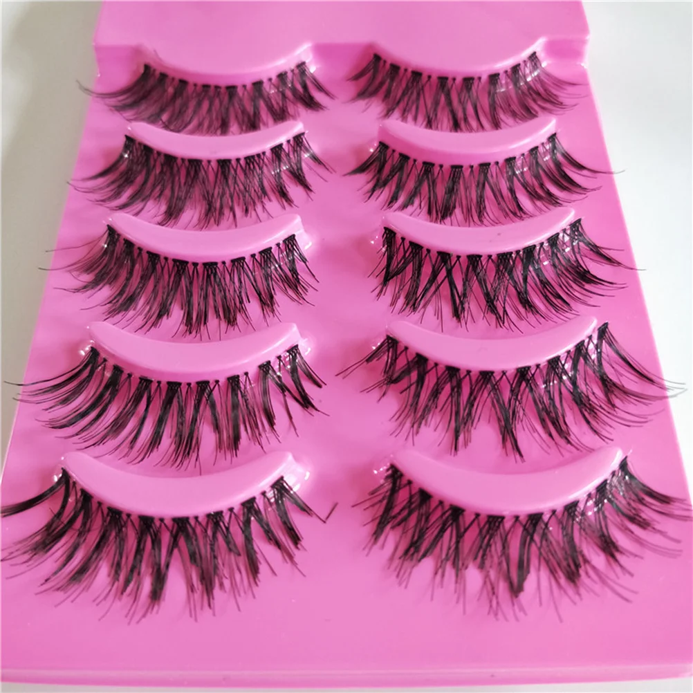 5쌍의 인조 속눈썹 연장 자연스러운 크로스 패턴 촘촘한 볼륨 연장 스타일 어떤 행사에서도 눈길을 끄는 메이크업에 적합