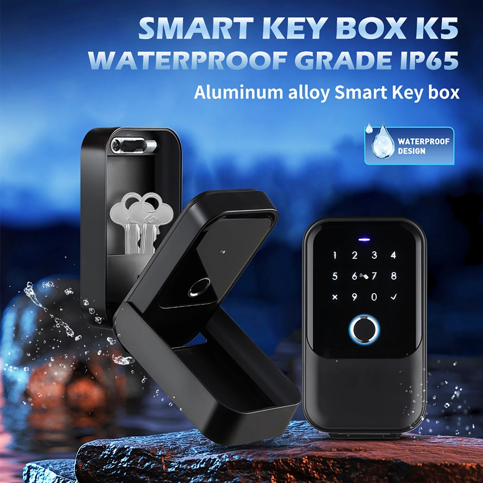 Tuya Portable Smart Key Box IP65 Waterproof Bluetooth Wireless Lock Box Fingerprint/ Password/ Card/ Fingerprint/ Key Unlock
