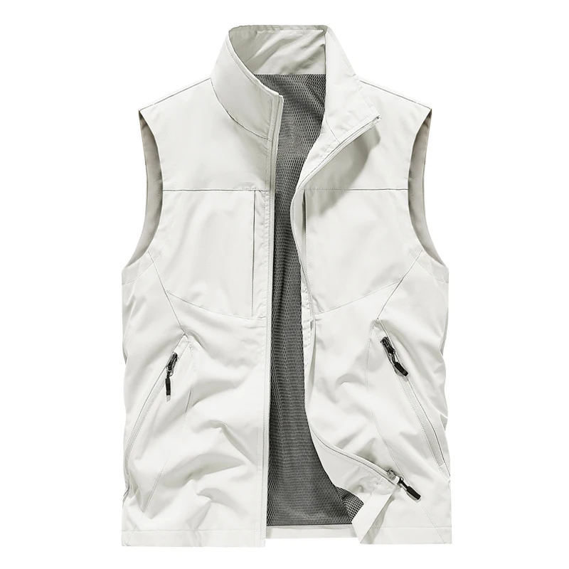 

Spring Summer New Sleeveless Vest Oversize 6XL Mens Outwear Waistcoat Thin Men Vest Solid Windproof Waterproof Casual Jacket