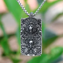 2023 New 316L Stainless Steel Lion And Skull Pendant Necklace For Man Punk Rock Necklace Totem Amulet Jewelry Boyfriend Gift