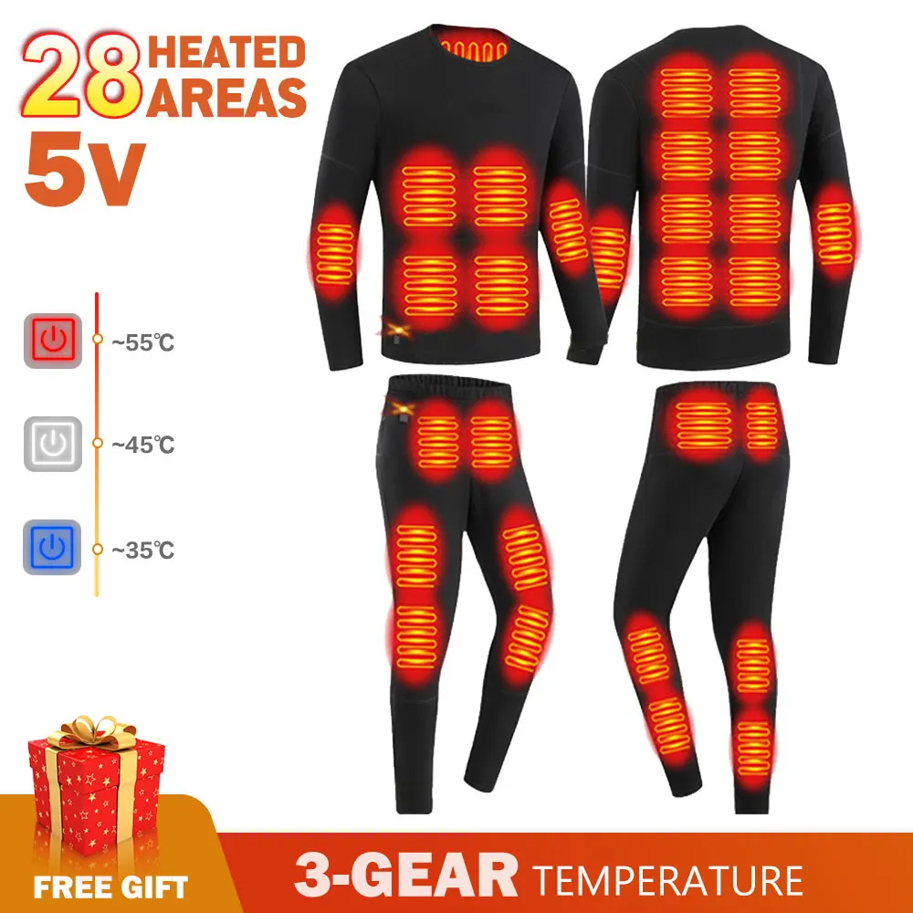 

28 Areas Heated Jacket for Women and Men Thermal Heated Underwear USB Electric Heating Clothing Undershirt Ski Suit Winter Vest