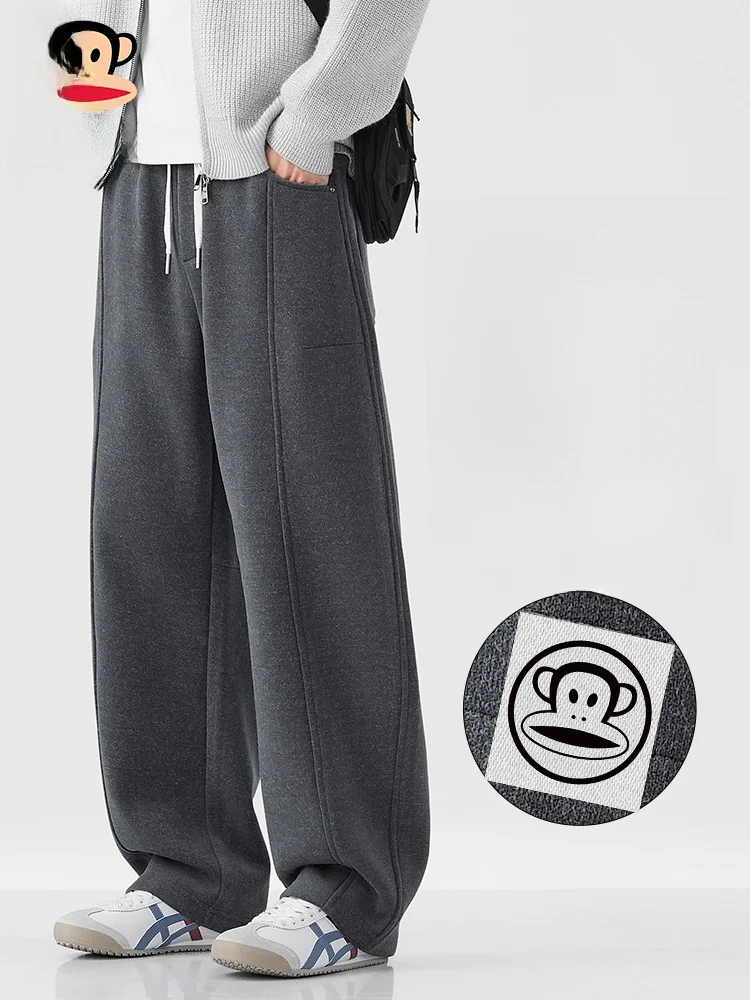 

PaulFrank Men's Fce Lined Loose Casual Pants American Splicing Bend Knife Winter Autumn Sports Sweatpants Straight Tube