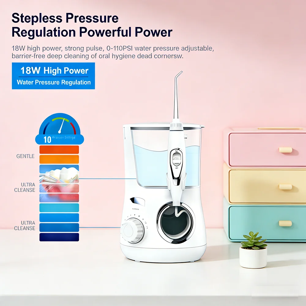 

Электрический ирригатор для полости рта, 10 режимов, 5 насадок, перезаряжаемый, для чистки зубов, от неприятного запаха изо рта и кариеса