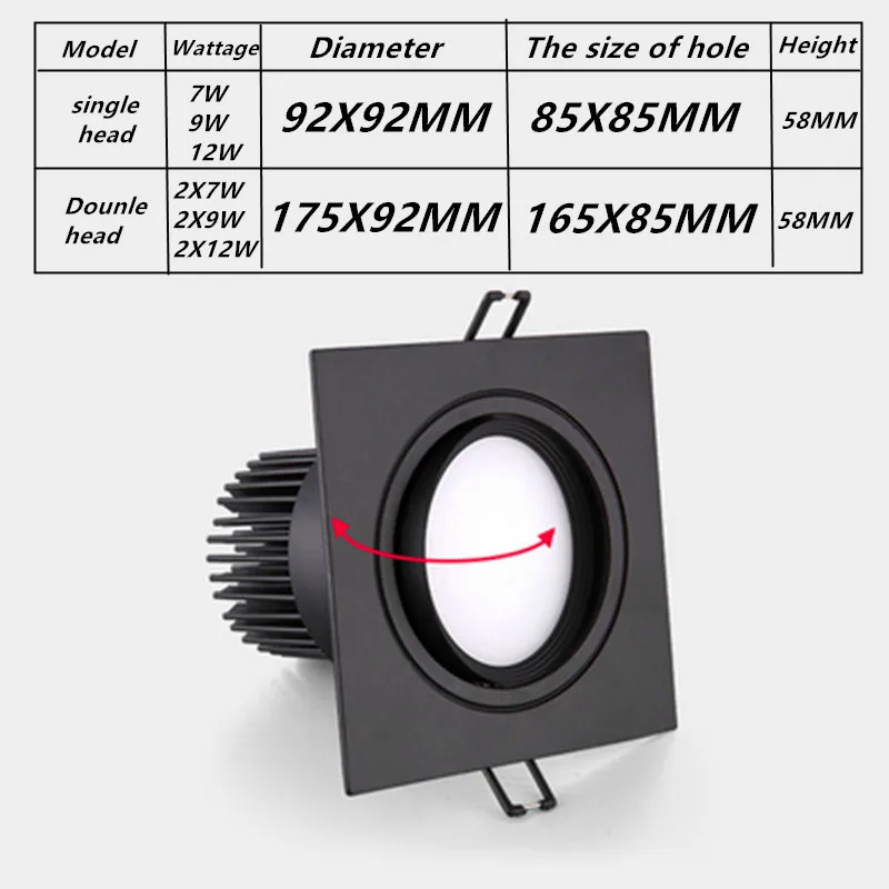 Luces empotradas LED antideslumbrantes regulables, 7W/9W/12W/14W/18W/24W, lámparas de techo COB, focos AC90 ~ 260V para iluminación del hogar