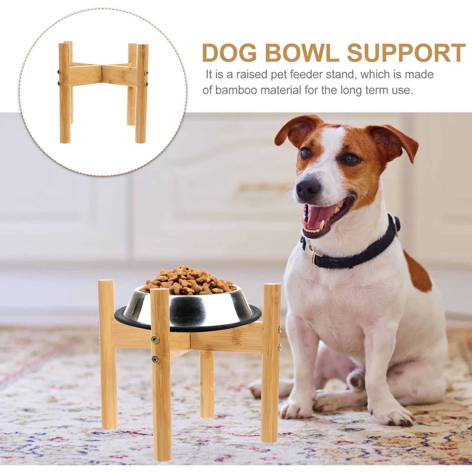 

1 set 1 Set Of Elevated Dog Feeder Rack Bamboo Pet Stand For Cats Dogs, Sturdy Cat Food Holder, Detachable Dog Bowl Rack, Puppy