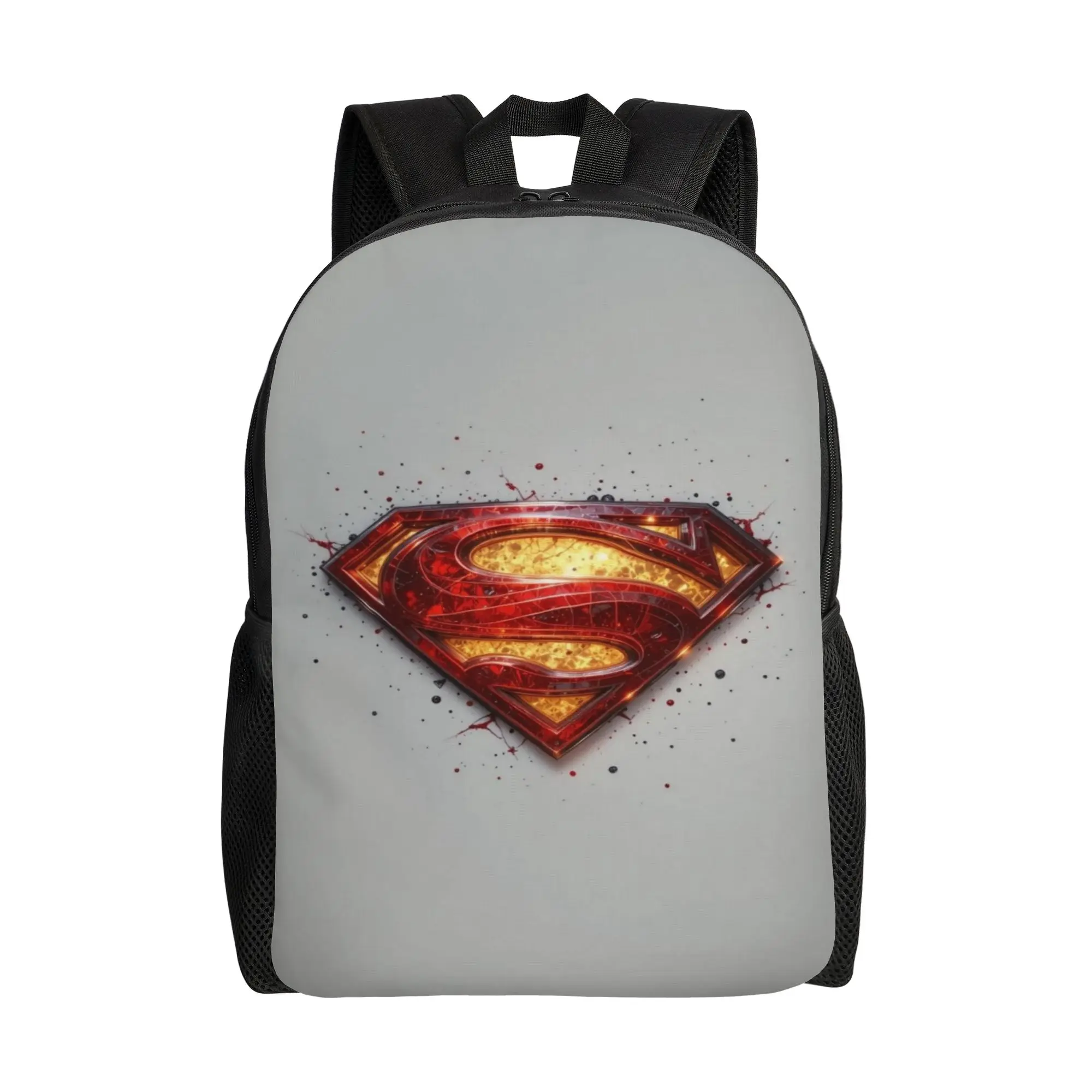 College Bag Back to school season Glowing Superman Emblem Artwork  Solid Backpack