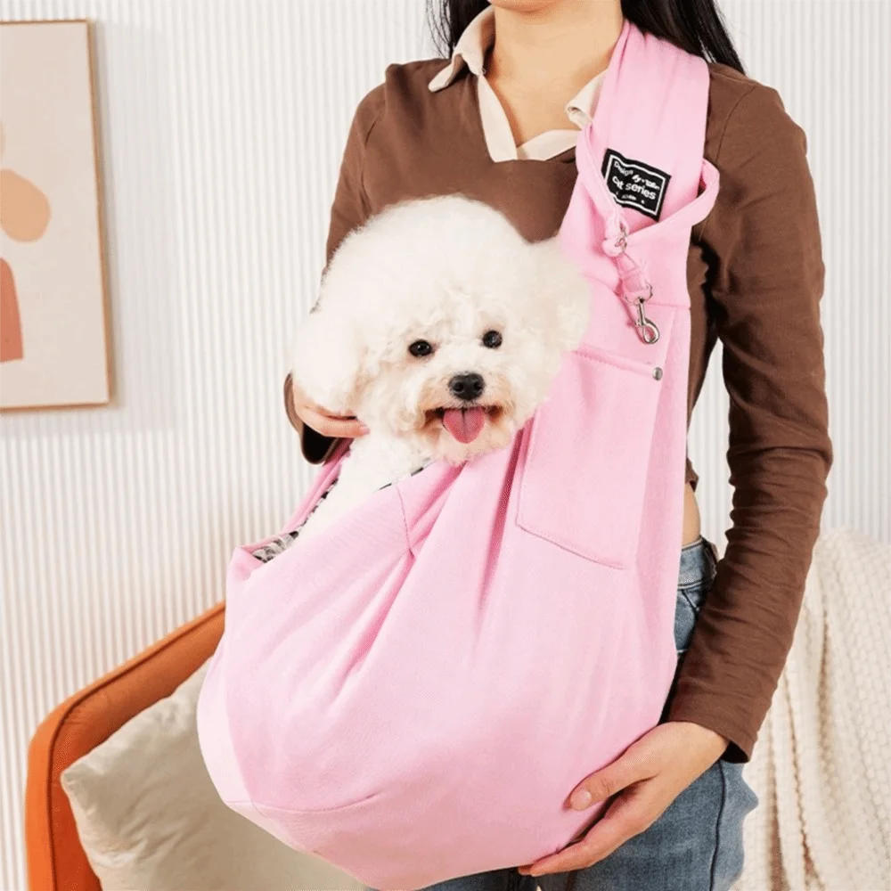 

Polyester Pet Crossbody Shoulder Bag Large Capacity Breathable Puppy Shoulder Bags with Safety Harness Comfortable
