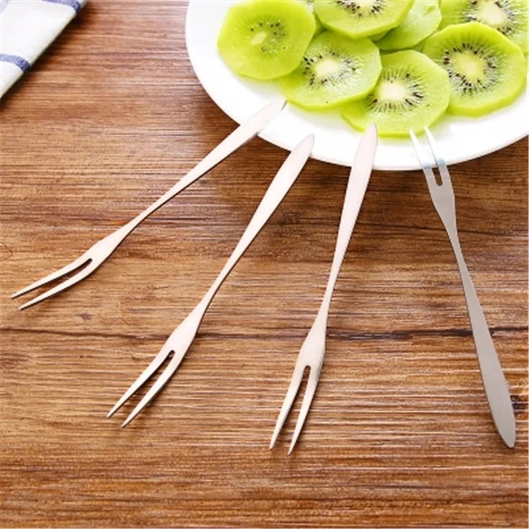 1pcs Stainless Steel Two-Tine Fork Fruit Fork Set Tableware Multiple Use Snack Cake Dessert Forks Cafeteria Home Flatware