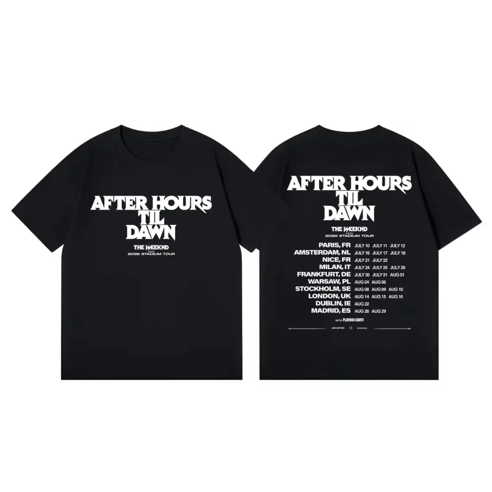 Fashion Hip Hop Short Sleeve T-Shirt, The Weeknd After Hours Til Dawn 2026 Tour Merch T-Shirt, Unisex Casual Pure T-Shirt