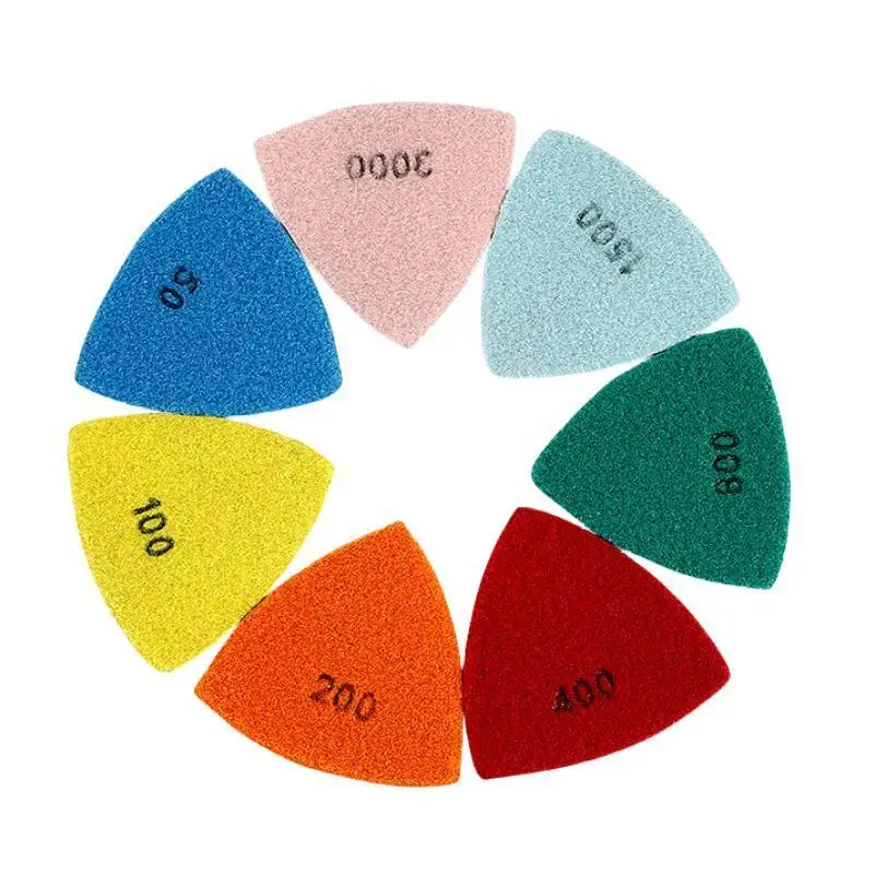 Imagem -05 - Triangle Diamond Dry Polishing Pads Lixa de Lixa Multi Ferramenta Oscilante Mármore Granito Concreto Terrazzo 90 mm Pcs