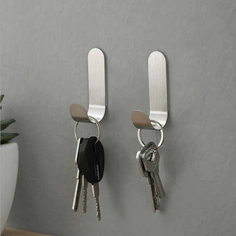 5PCS Stainless steel coat hooks, Wall organizers, Hat and key hooks, Bathroom no need to drill holes, Kitchen universal hooks
