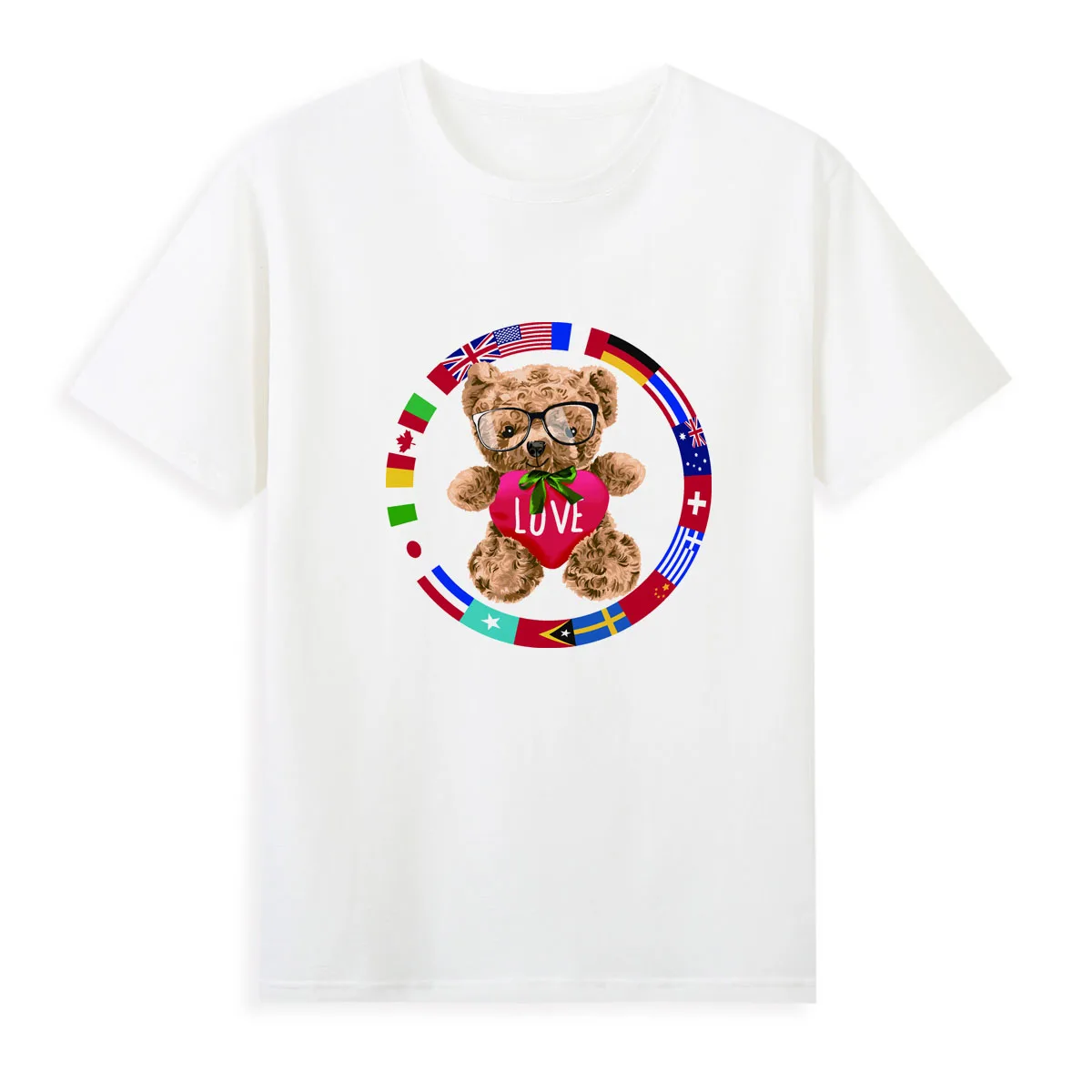 

Love Teddy Bear T-shirt New Style Pink Tshirt Original Brand Women Summer Clothes Fashion Tops Tees A199