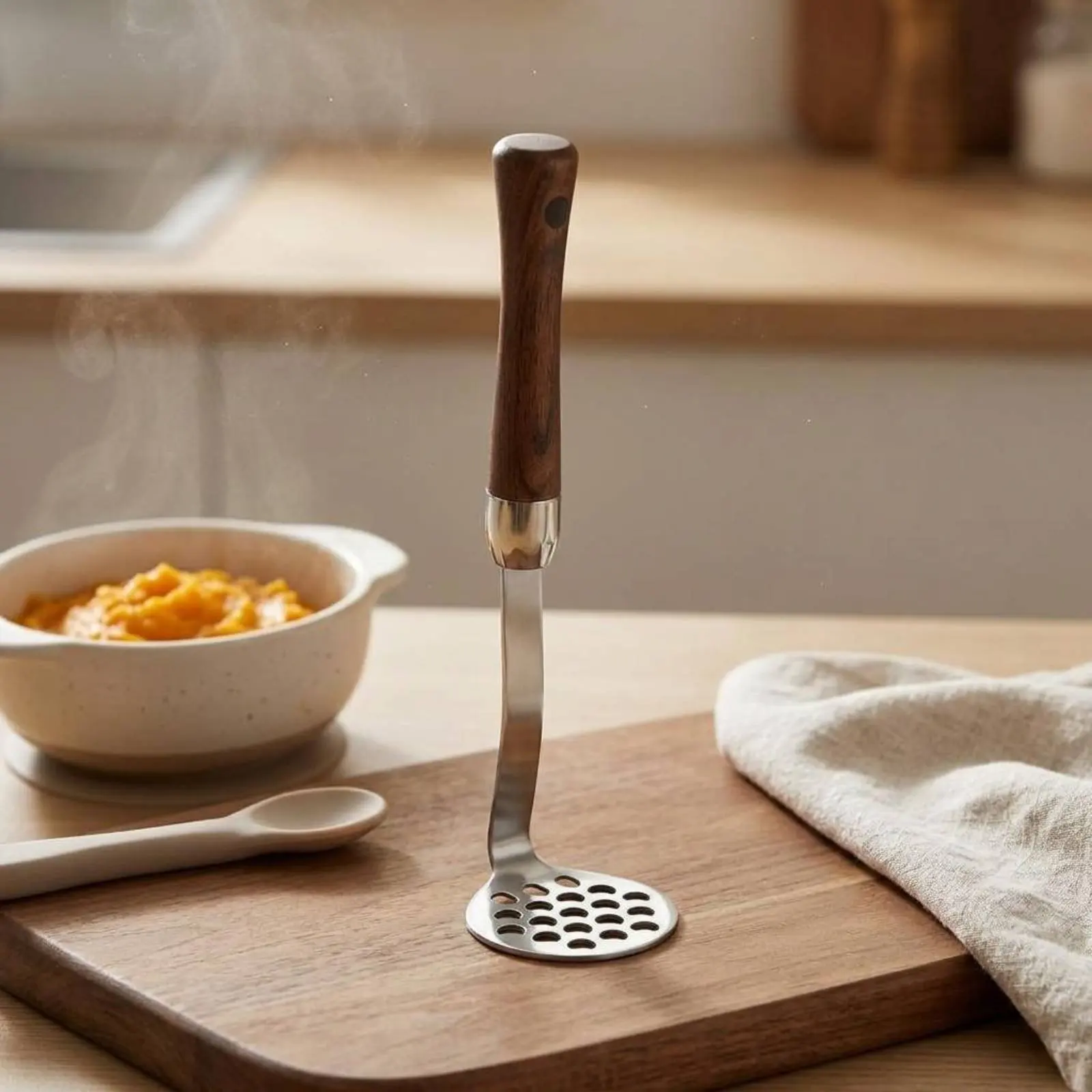 

Infant Food Masher Heavy Duty Stainless Steel Masher Household Tool Even Mash Cooking Utensil Lumpwithout Clumps for Kitchen