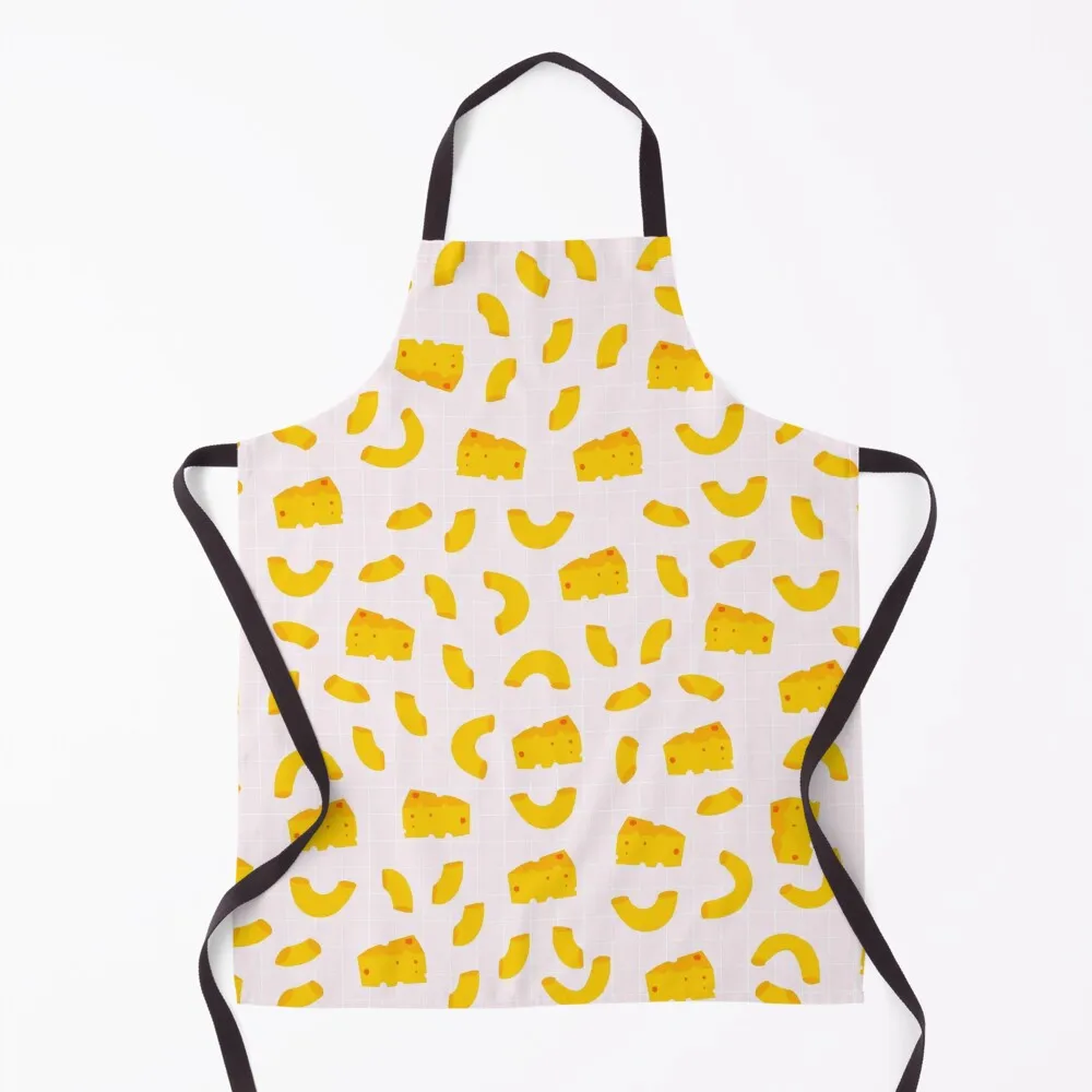 

Funny Mac and Cheese Pattern on Pink Background Apron Professional Barber Women's Dress Apron