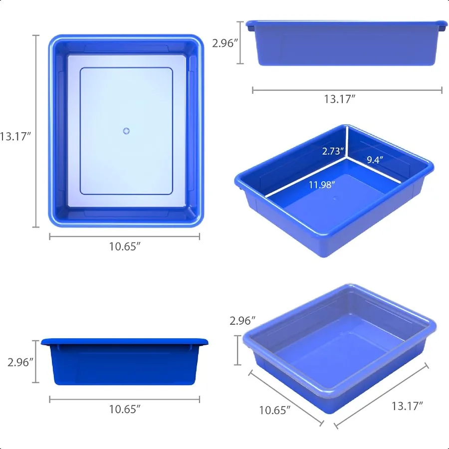 صندوق منظم صينية تخزين مسطحة بحجم حرف Storex للفصل الدراسي والمكتب والمنزل أزرق 5 عبوات 62517A05C 10 × 13 × 3 بوصة