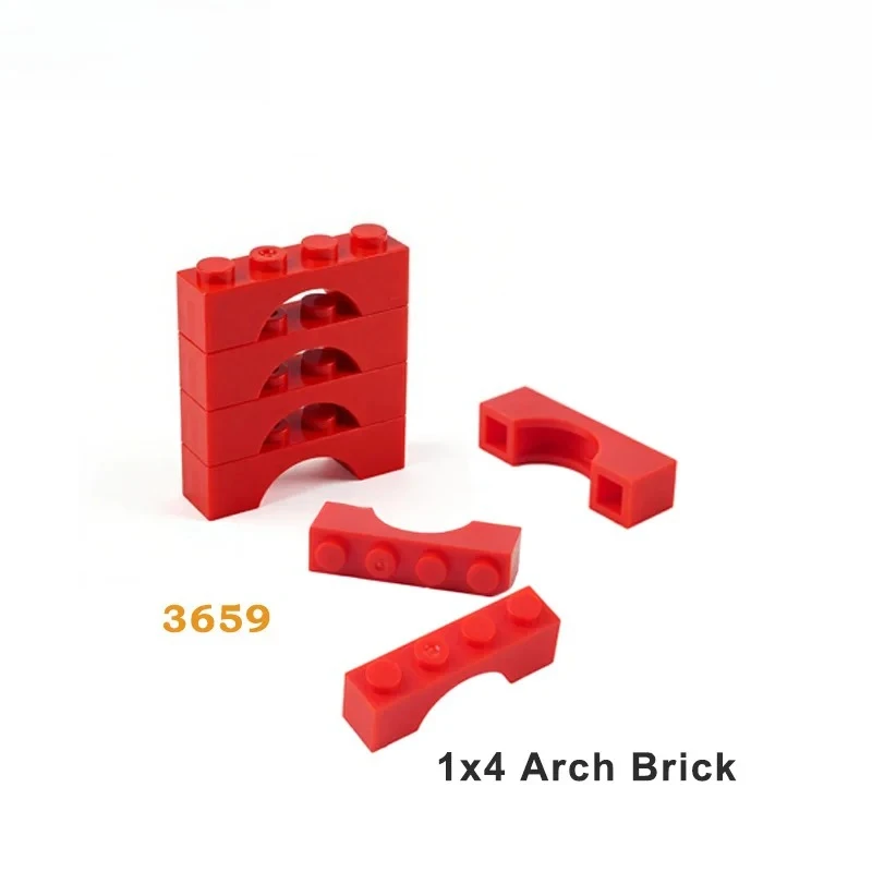 50 Stück/Set 3659 MOC Bausteine Teile Flachbogen 1x4 Noppen Montage Lernspielzeug Modell Kleine Bausteine DIY Zubehör