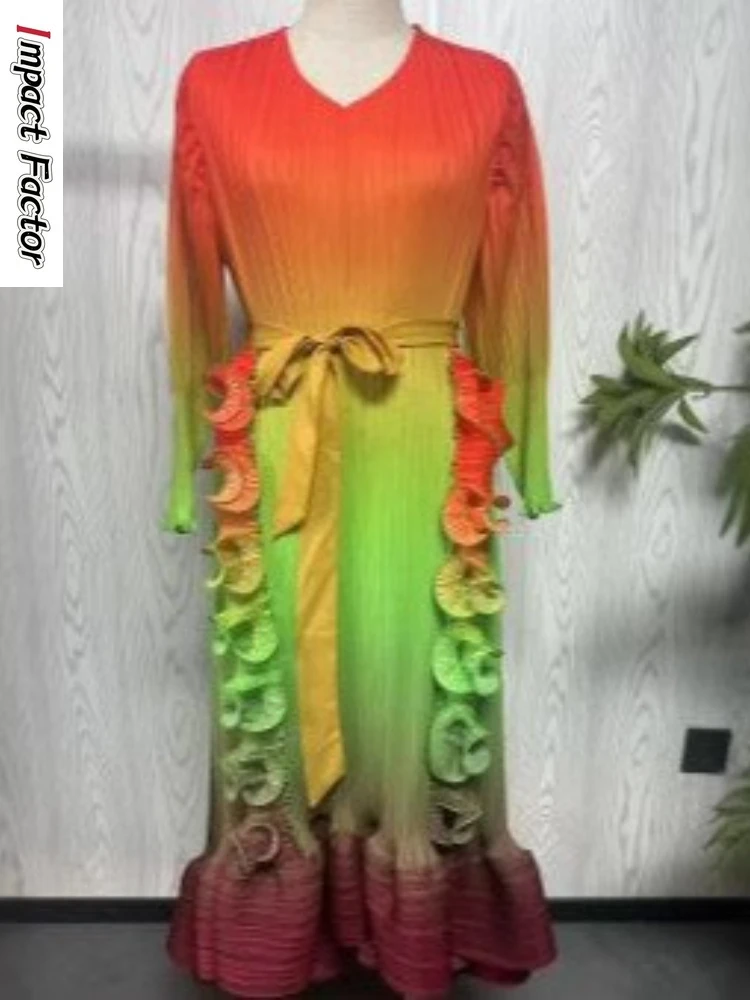 miyake-senior-sens-du-changement-progressif-couleur-robe-plissee-femmes-sangle-taille-lanterne-manches-a-volants-bord-longue-robe-2025-nouveau